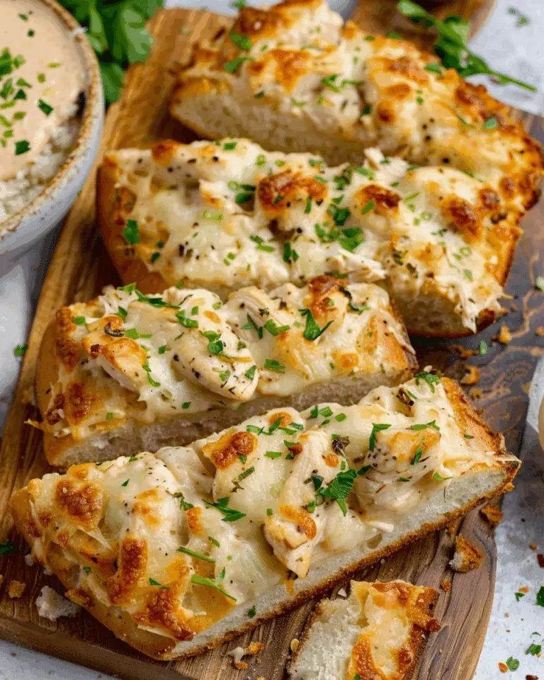 Chicken Alfredo Garlic Bread
