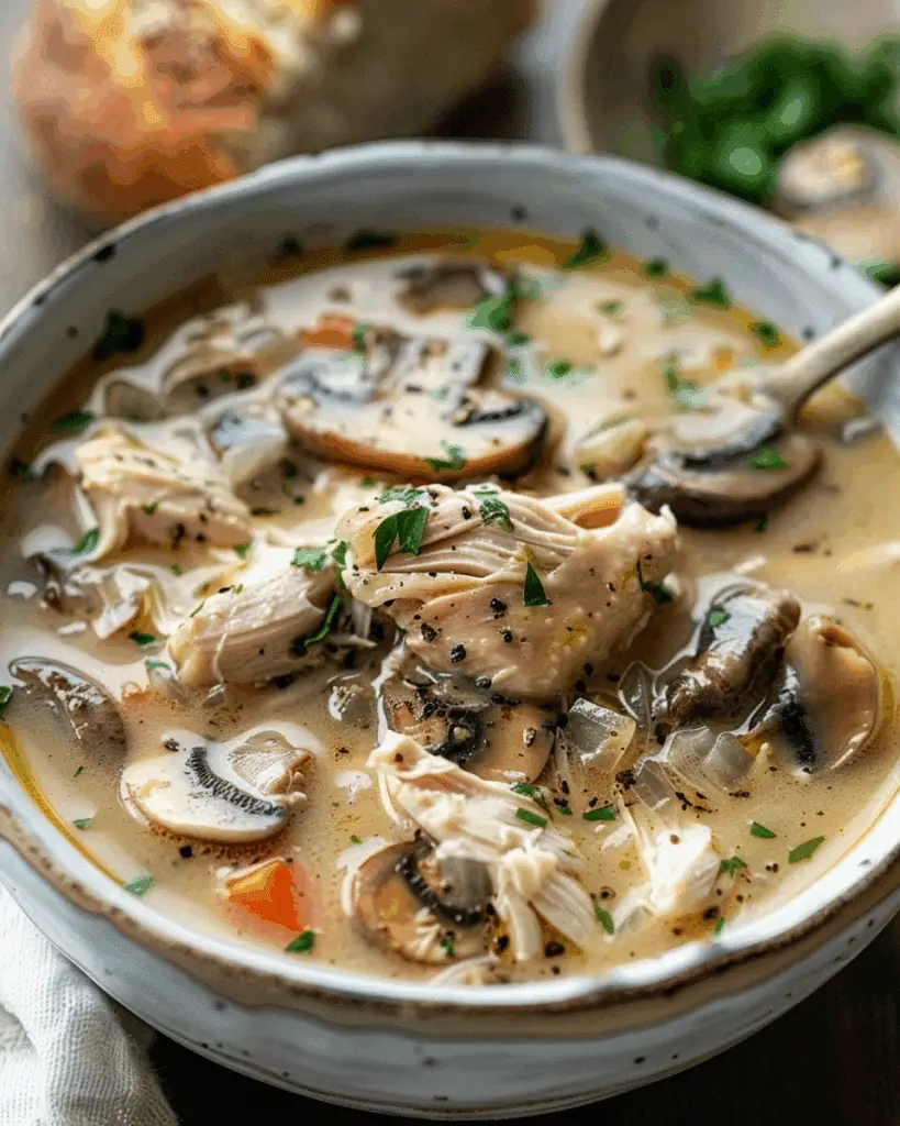 Comforting Rotisserie Chicken and Mushroom Soup