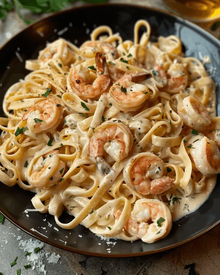 Creamy Shrimp Fettuccine Pasta with Homemade Alfredo Sauce