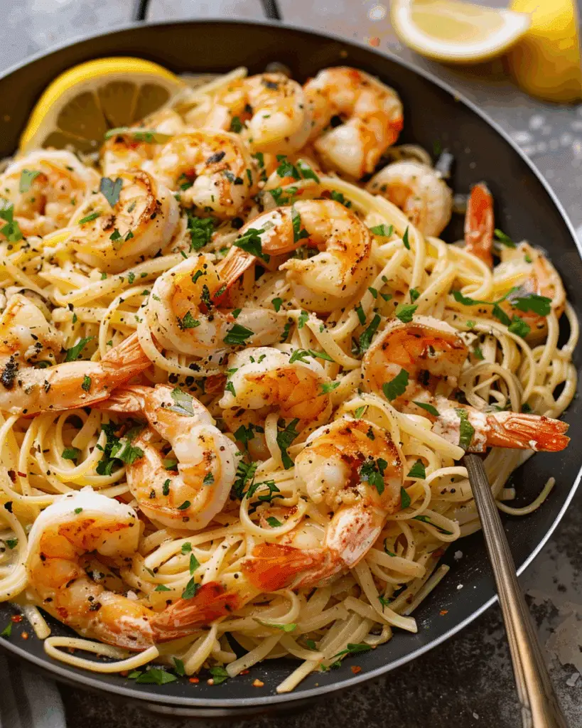 Crispy Shrimp Scampi Linguine