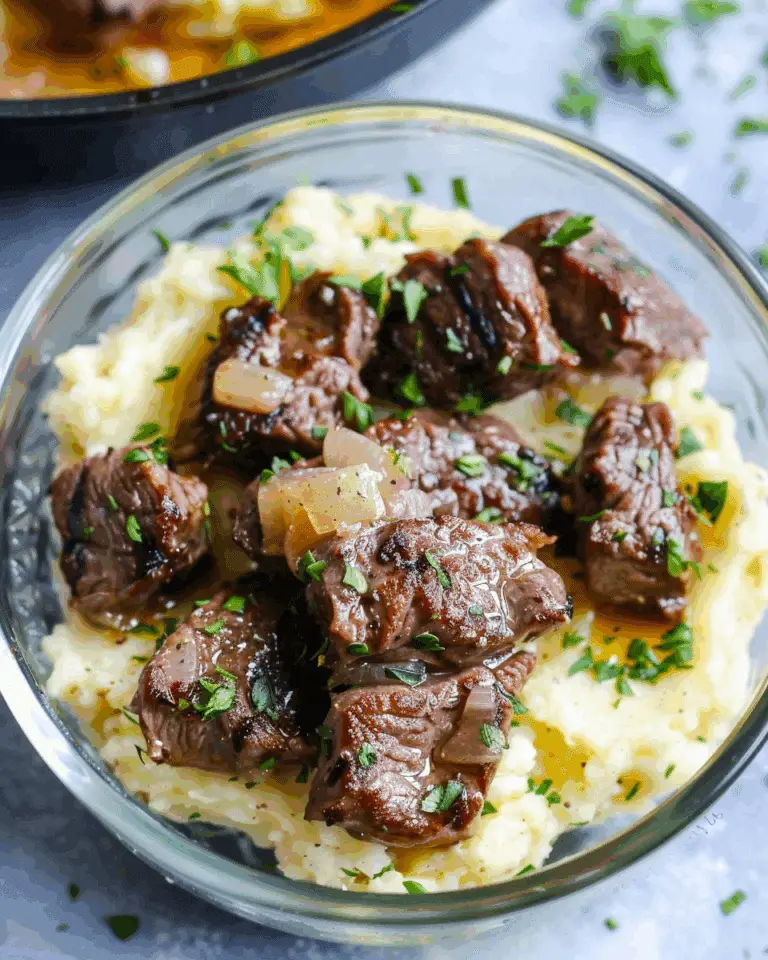 Garlic Butter Steak Bites and Mash