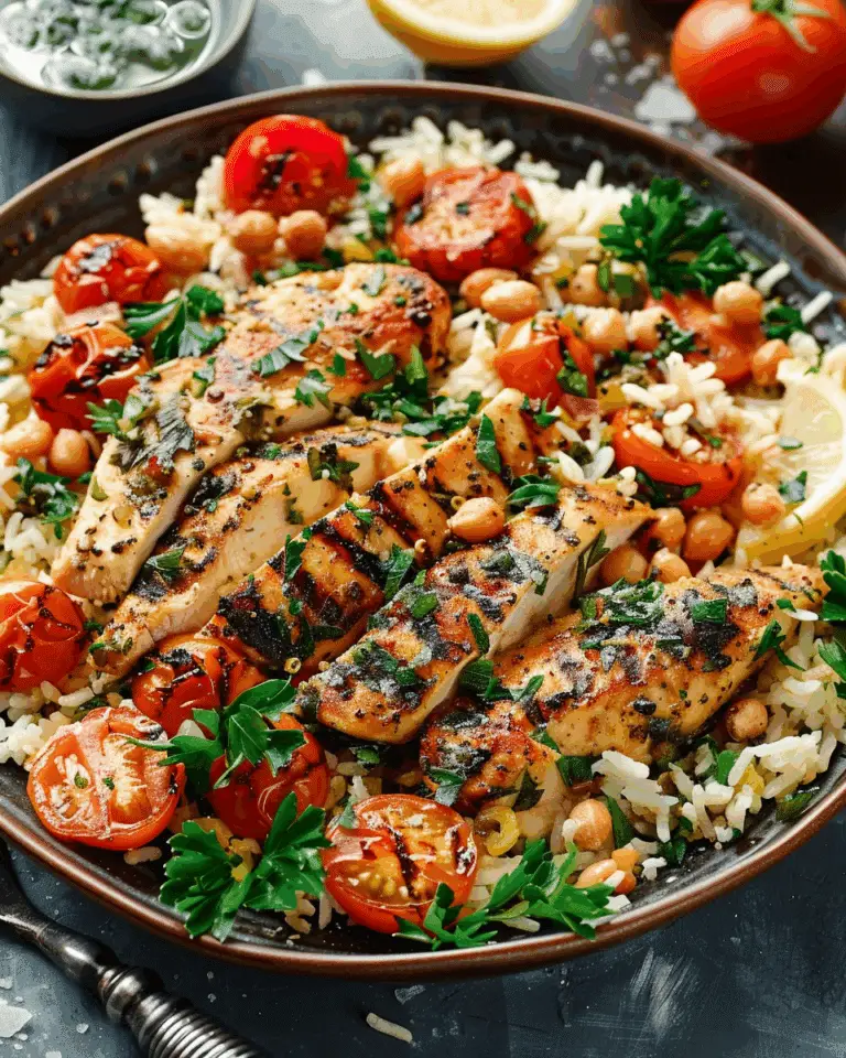 Greek Chicken with Lemon Rice and Tomatoes