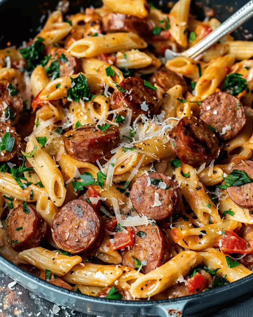 One Pot Creamy Cajun Sausage Pasta (30 Minutes)