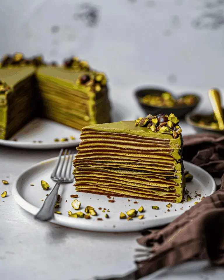 Pistachio Chocolate Crepe Cake