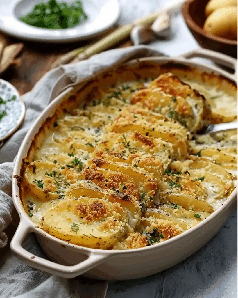 Roasted Garlic Potatoes au Gratin