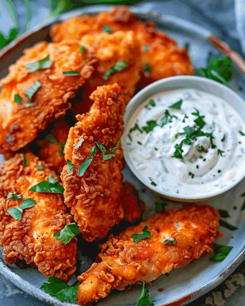 Spicy Parmesan Chicken with Buffalo Ranch Dip