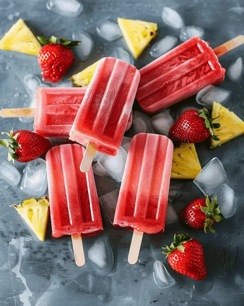 Strawberry Pineapple Popsicles