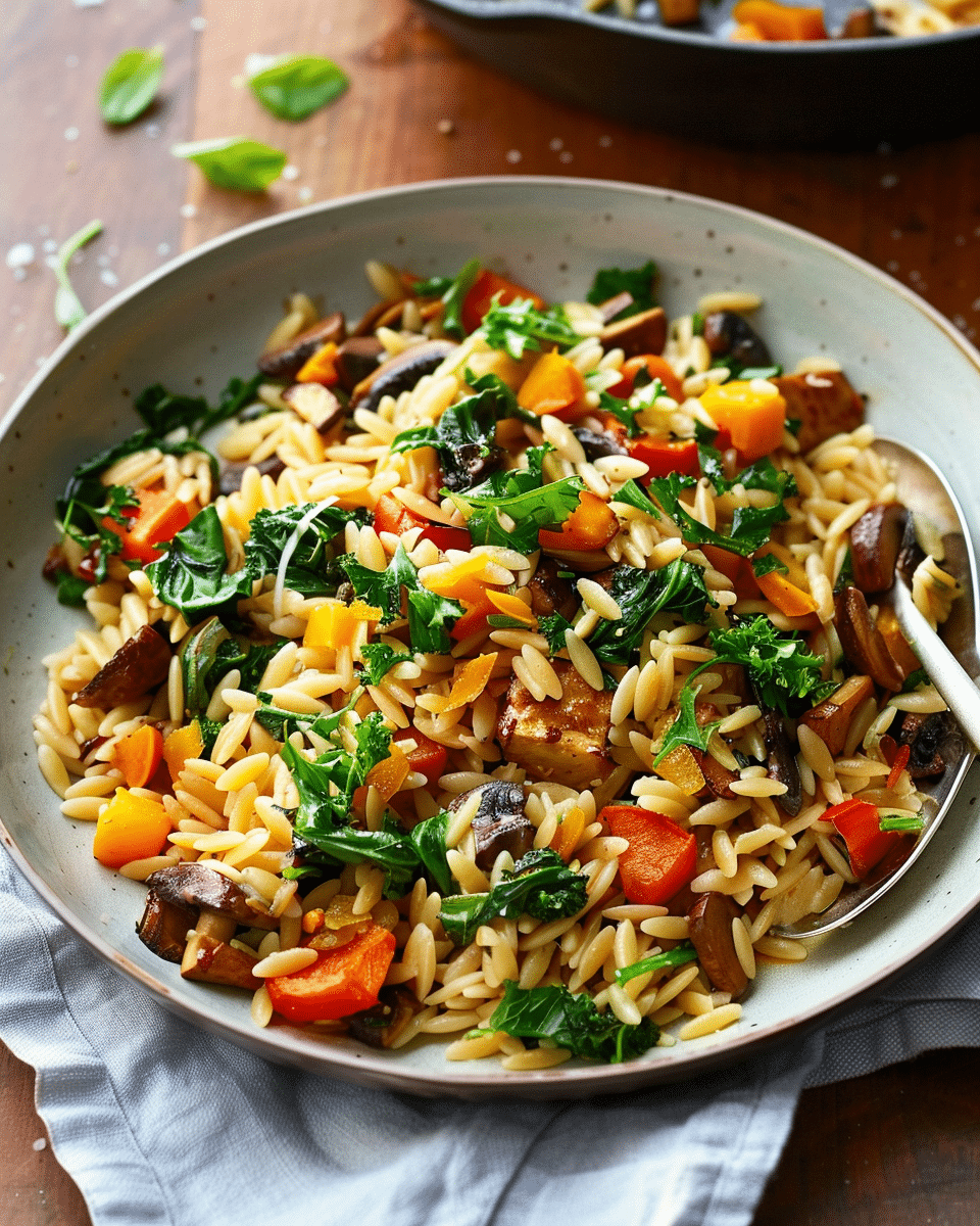 Veggie-Packed Orzo Skillet