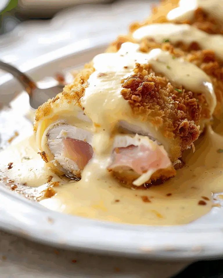 Chicken Cordon Bleu with Swiss Cheese Sauce