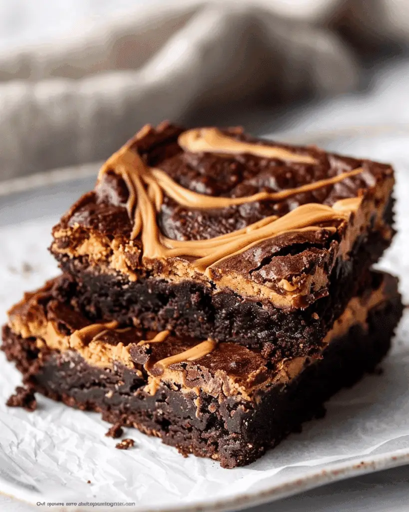 Creamy Peanut Butter Brownie Bake