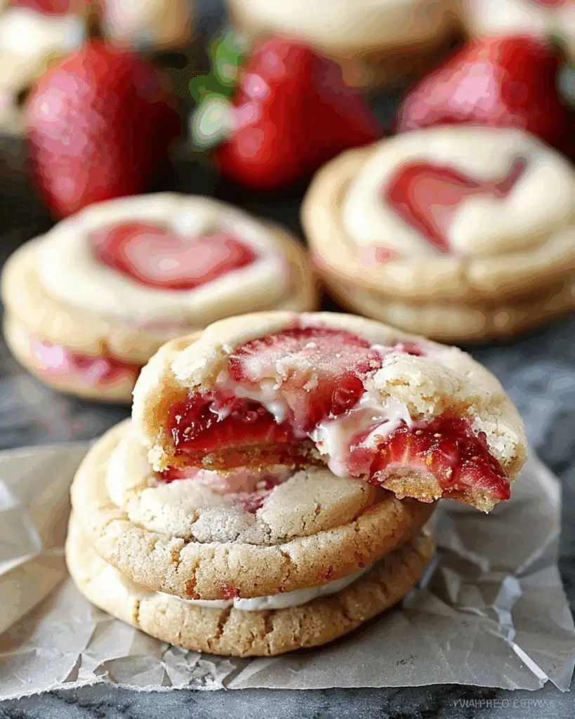 Creamy Strawberry Cheesecake Stuffed Cookies