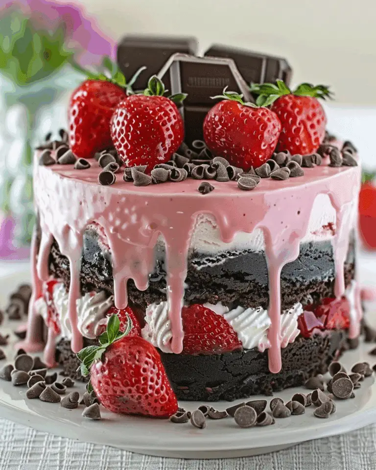 Decadent Strawberry Chocolate Fantasy Ice Cream Cake