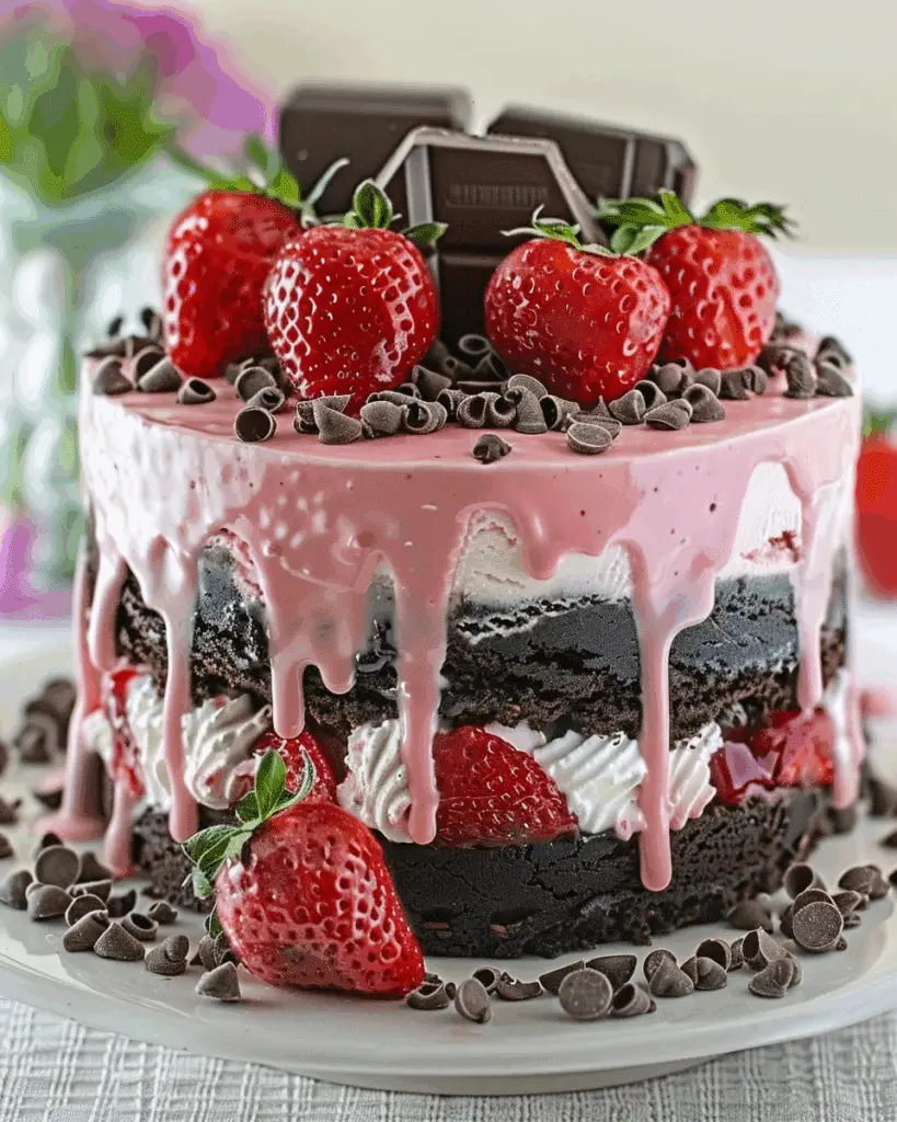 Decadent Strawberry Chocolate Fantasy Ice Cream Cake