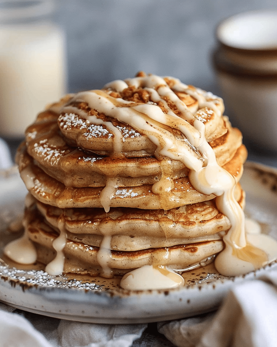 Fluffy Vegan Cinnamon Roll Pancakes