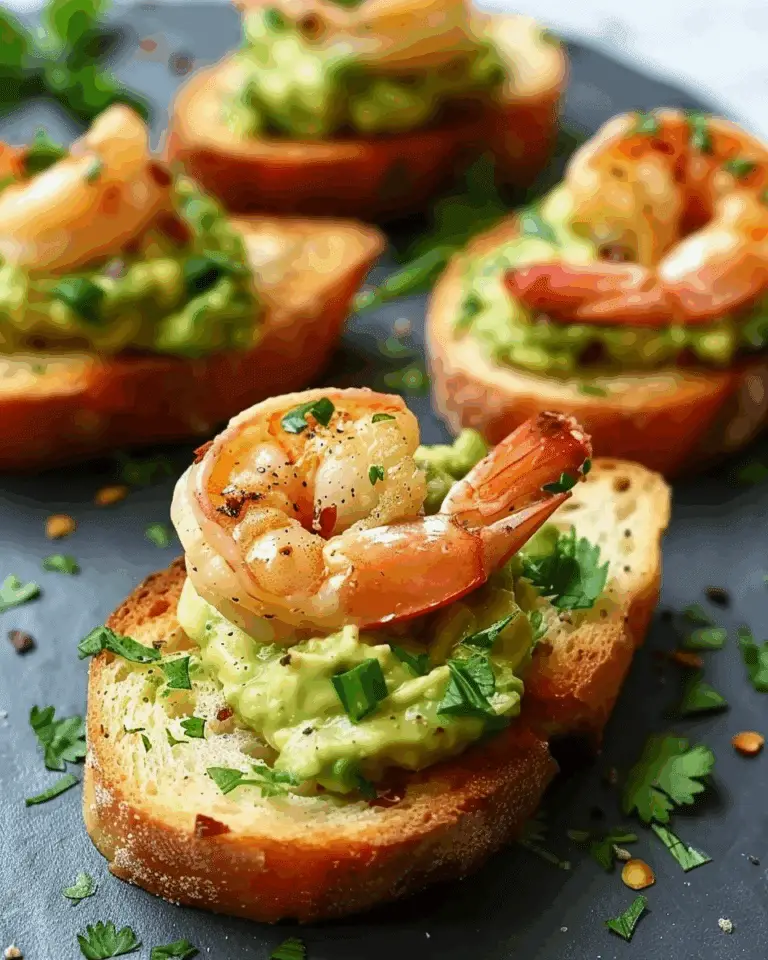 Garlic Shrimp Crostini with Avocado