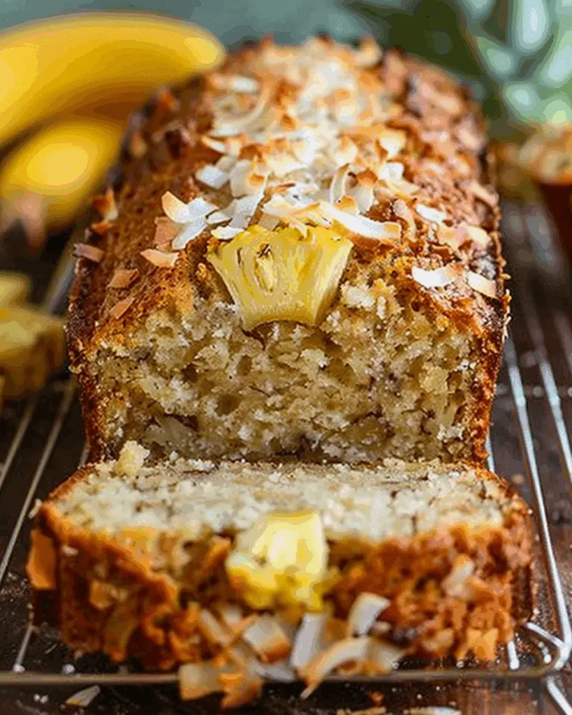 Hawaiian Banana Bread with Coconut and Pineapple