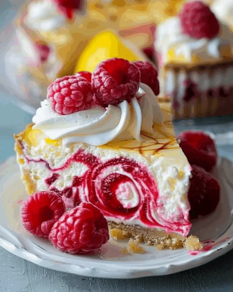 Luscious Lemon Raspberry Swirl Cheesecake