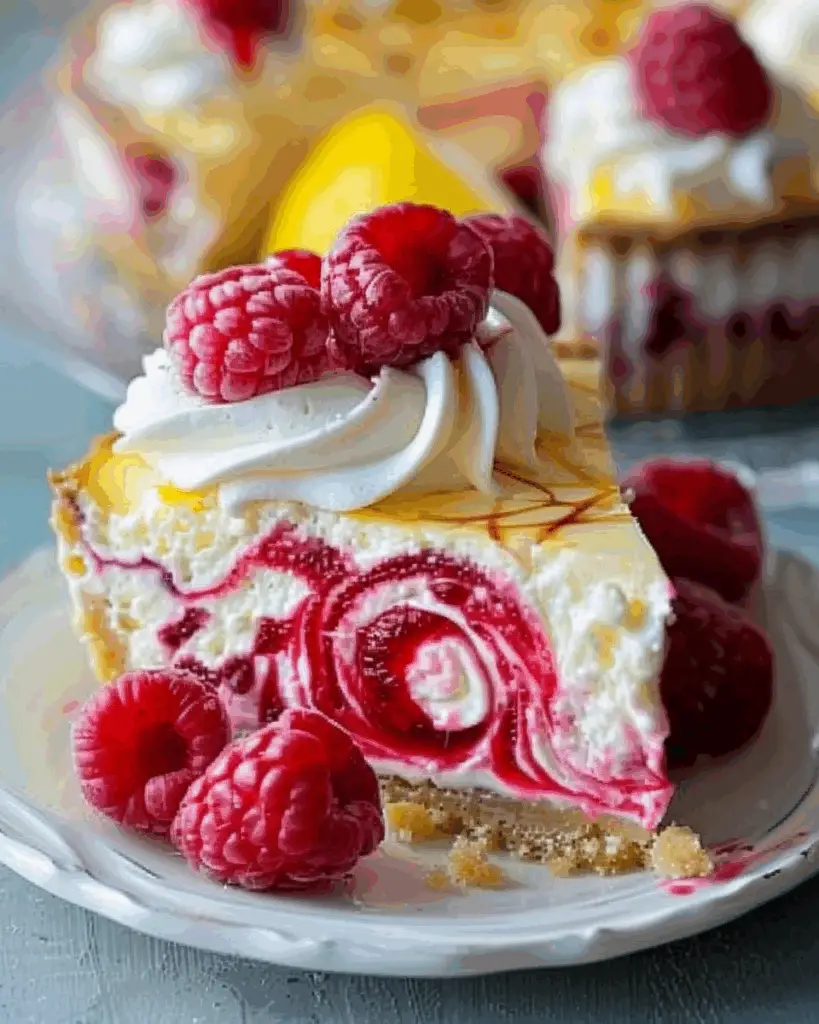 Luscious Lemon Raspberry Swirl Cheesecake