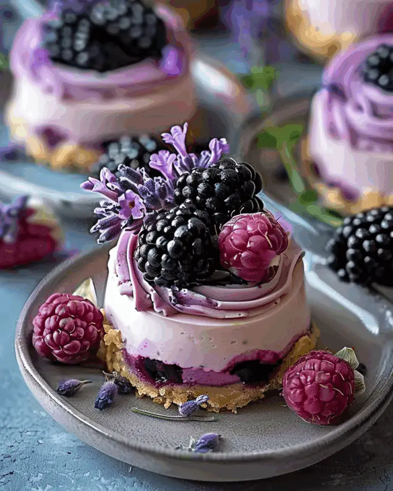 Mini Blackberry Lavender Cheesecakes
