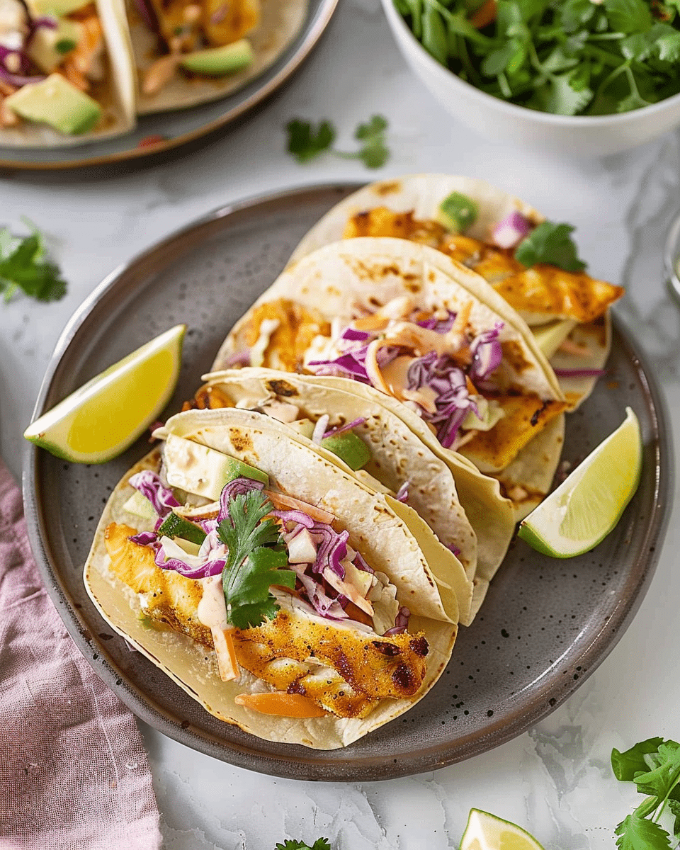 Quick Grilled Fish Tacos with Cabbage Slaw