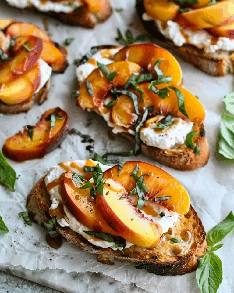 Quick Peach Bruschetta with Whipped Ricotta