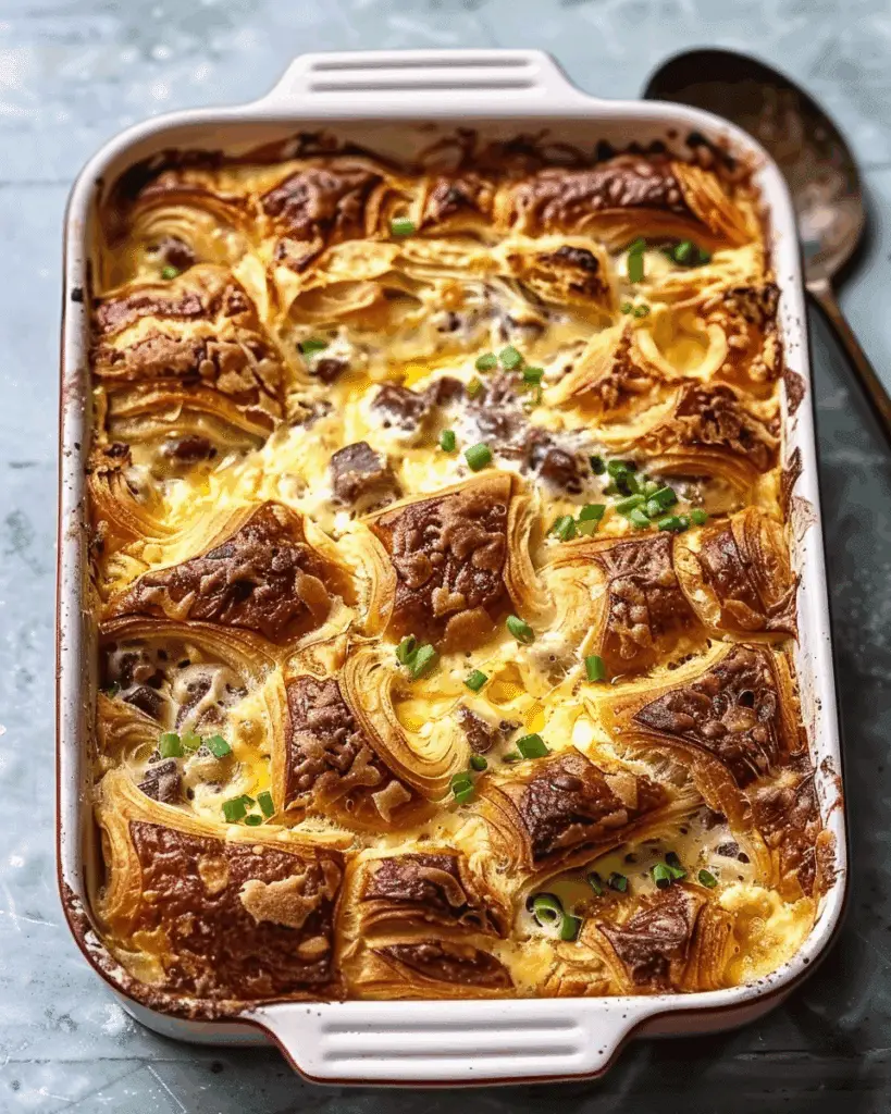 Savory Overnight Croissant Breakfast Casserole