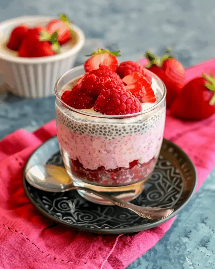 Strawberry Cheesecake Chia Seed Pudding