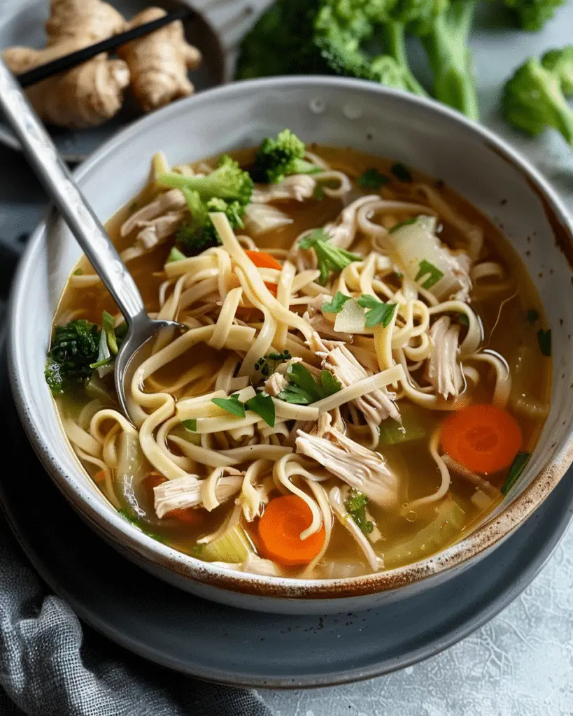 Aromatic Ginger Garlic Chicken Noodle Soup