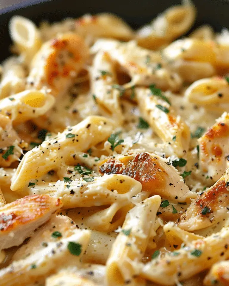 Garlic Butter Chicken Penne in Creamy Gouda Parmesan Cream