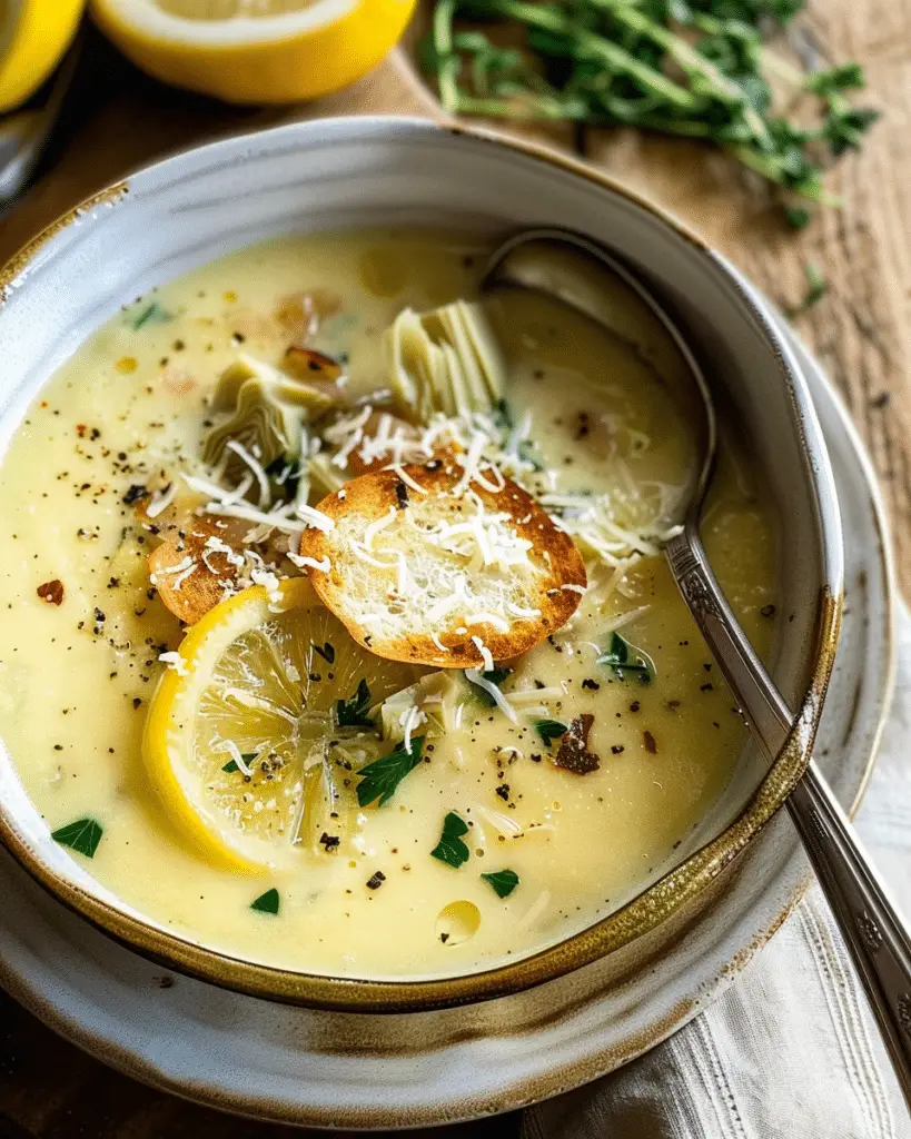 Lemon‑Tuscan Artichoke Soup