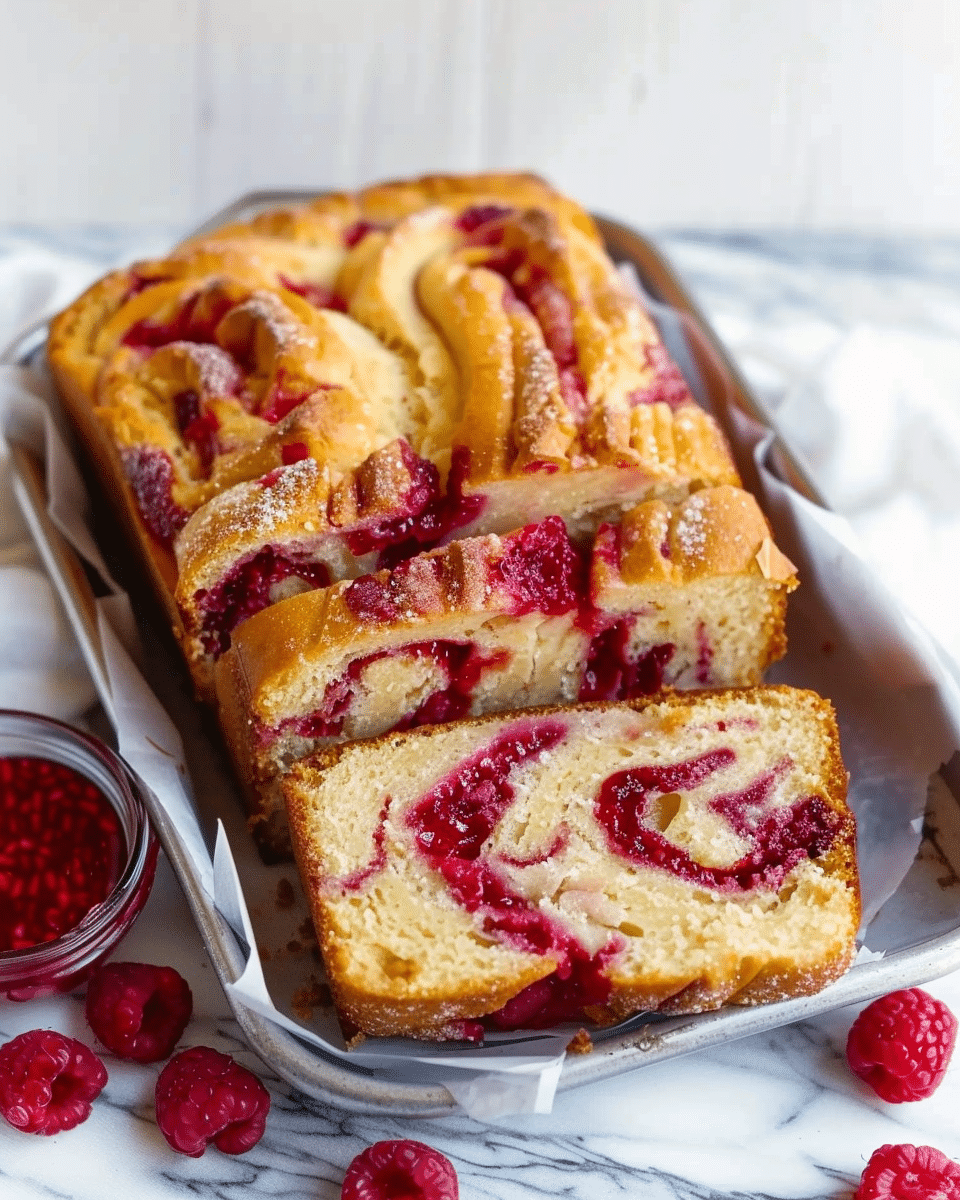 Raspberry Swirl Brioche Loaf - Cooking With Blog
