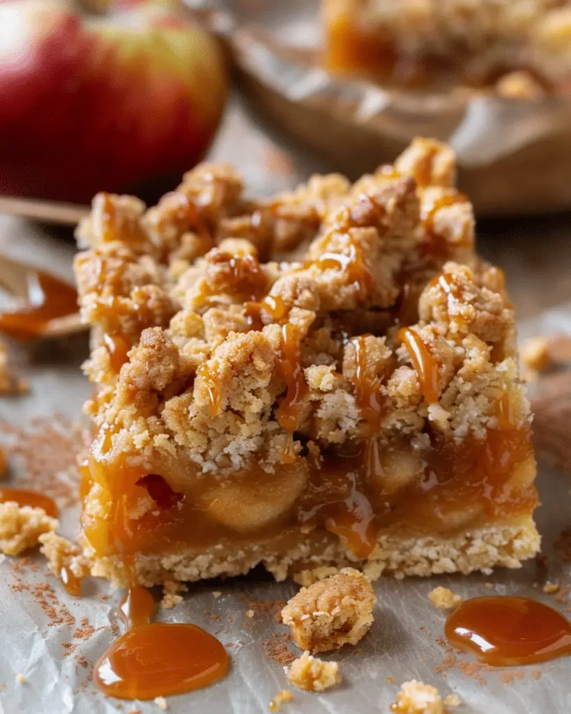Salted Caramel Apple Crumble Bars