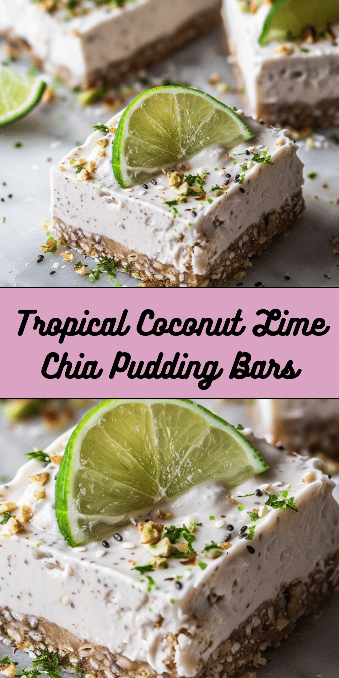 Tropical Coconut Lime Chia Pudding Bars - Cooking With Blog