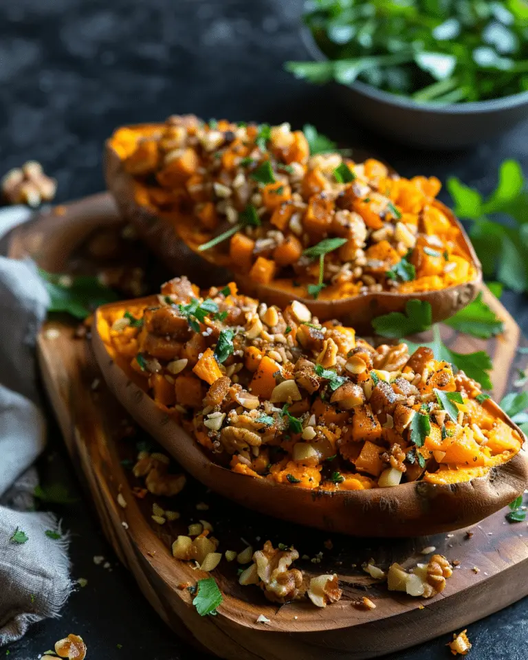 Apple Spiced Stuffed Sweet Potatoes