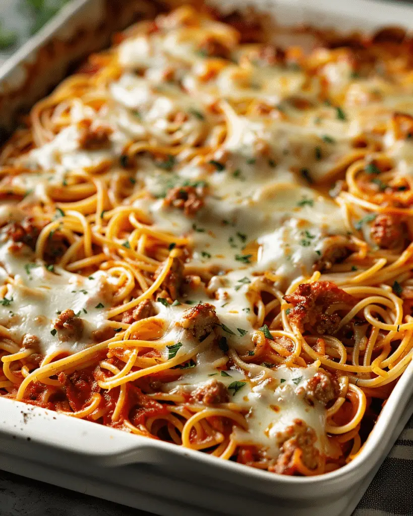Baked Cream Cheese Spaghetti Casserole