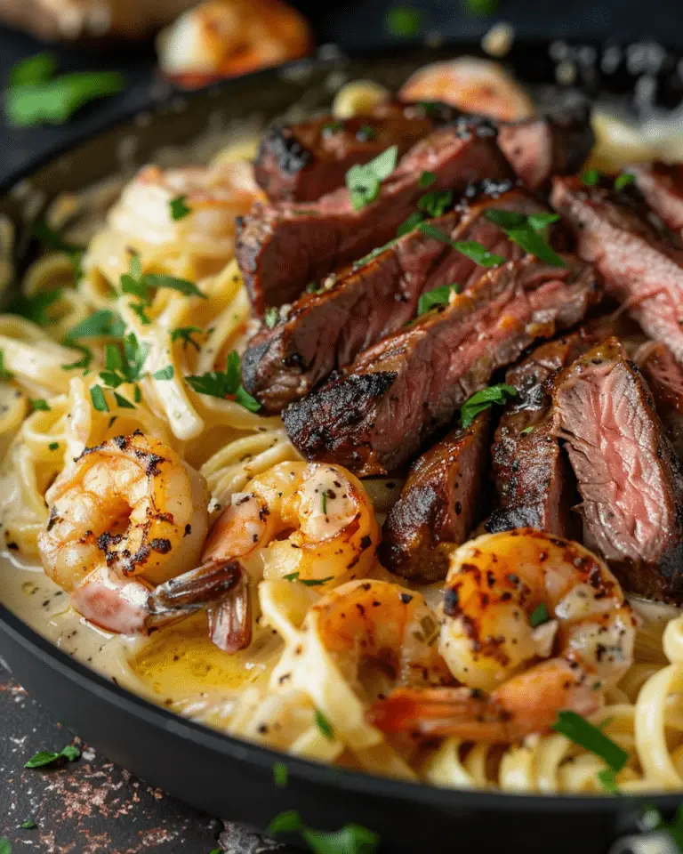 Blackened Steak & Shrimp Alfredo