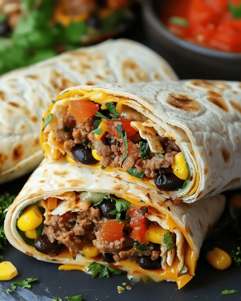 Cheesy Tex‑Mex Nacho Beef Wraps