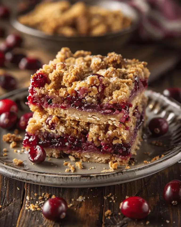 Cranberry Crumble Bars with Orange Glaze