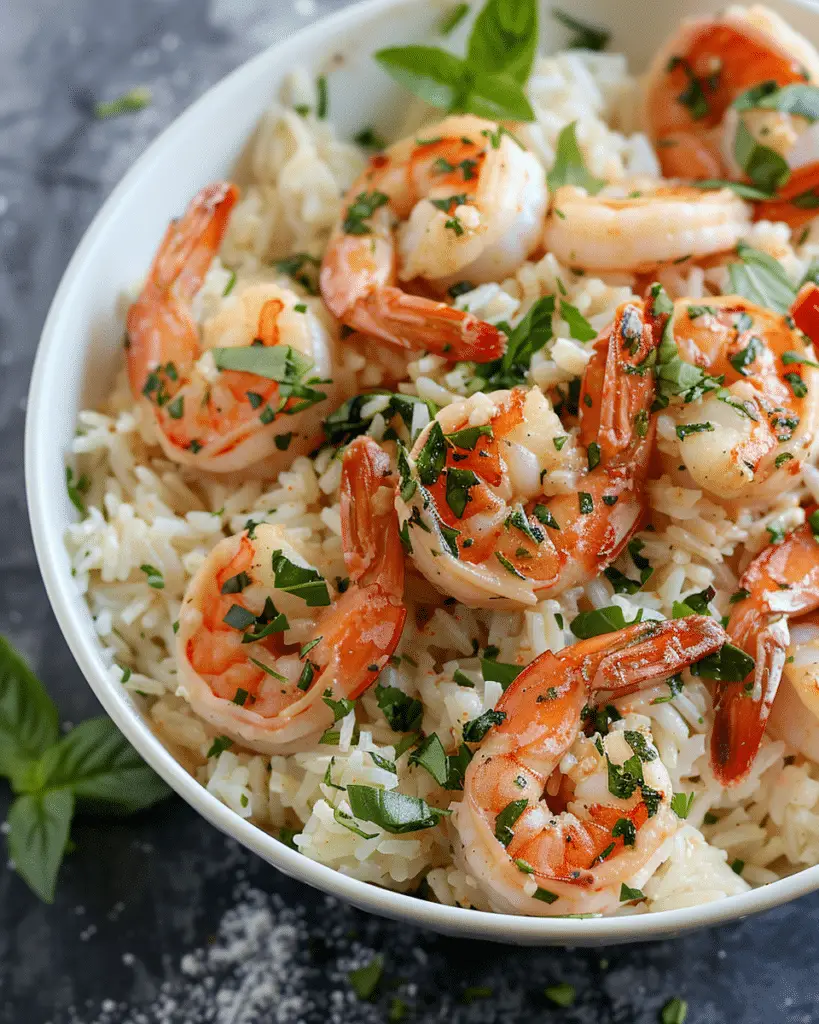 Creamy Garlic Shrimp with Rice