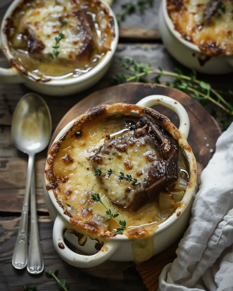 French Onion Soup with Tender Beef Short Ribs