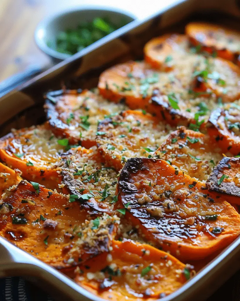 Garlic Butter Sweet Potato Bake