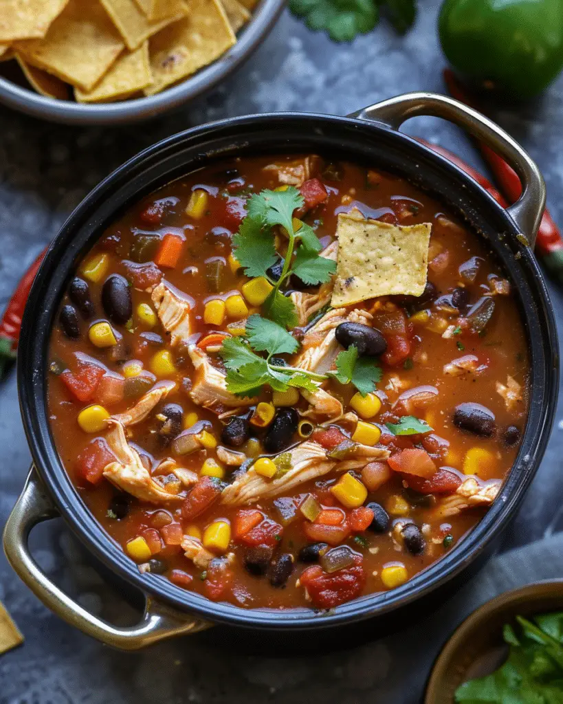 Hearty 7‑Can Chicken Taco Soup