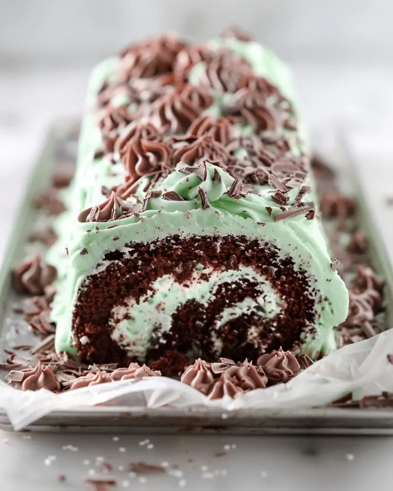 Soft Mint Chocolate Cake Roll
