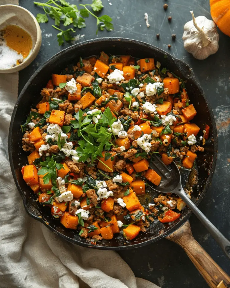 Spiced Turkey and Butternut Squash Skillet with Goat Cheese