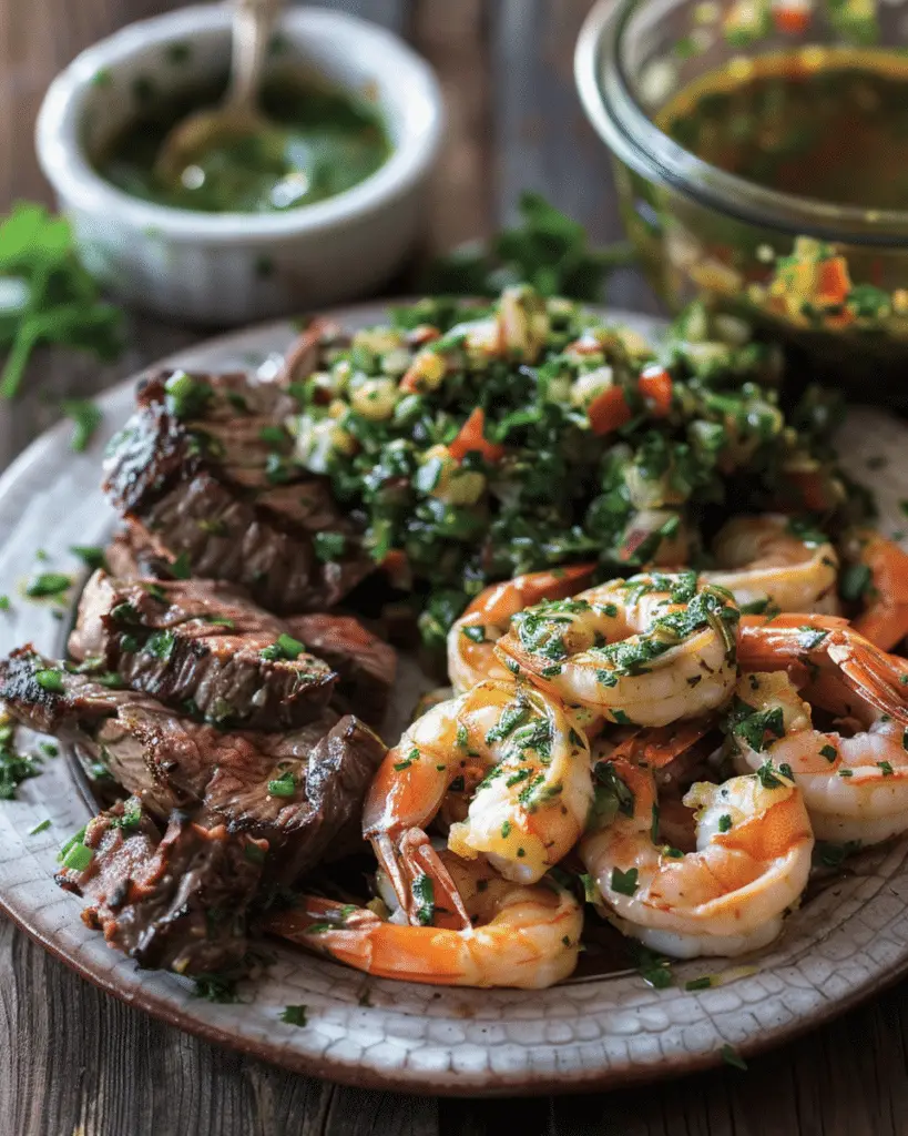 Steak and Shrimp with Zesty Chimichurri