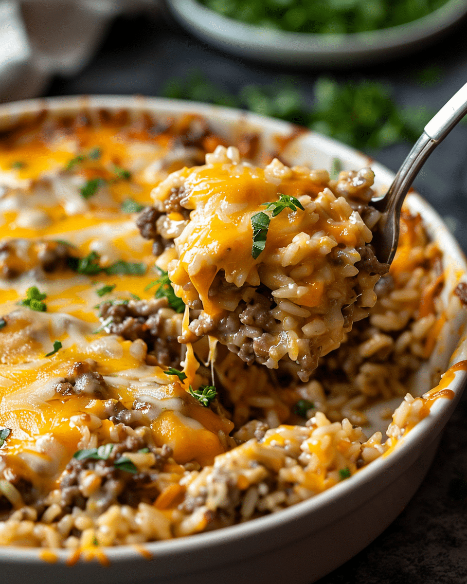 Cheesy Hamburger Rice Casserole