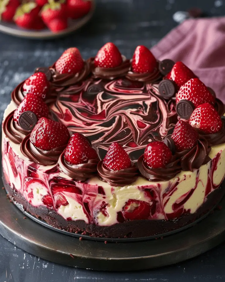 Chocolate Strawberry Swirl Cheesecake