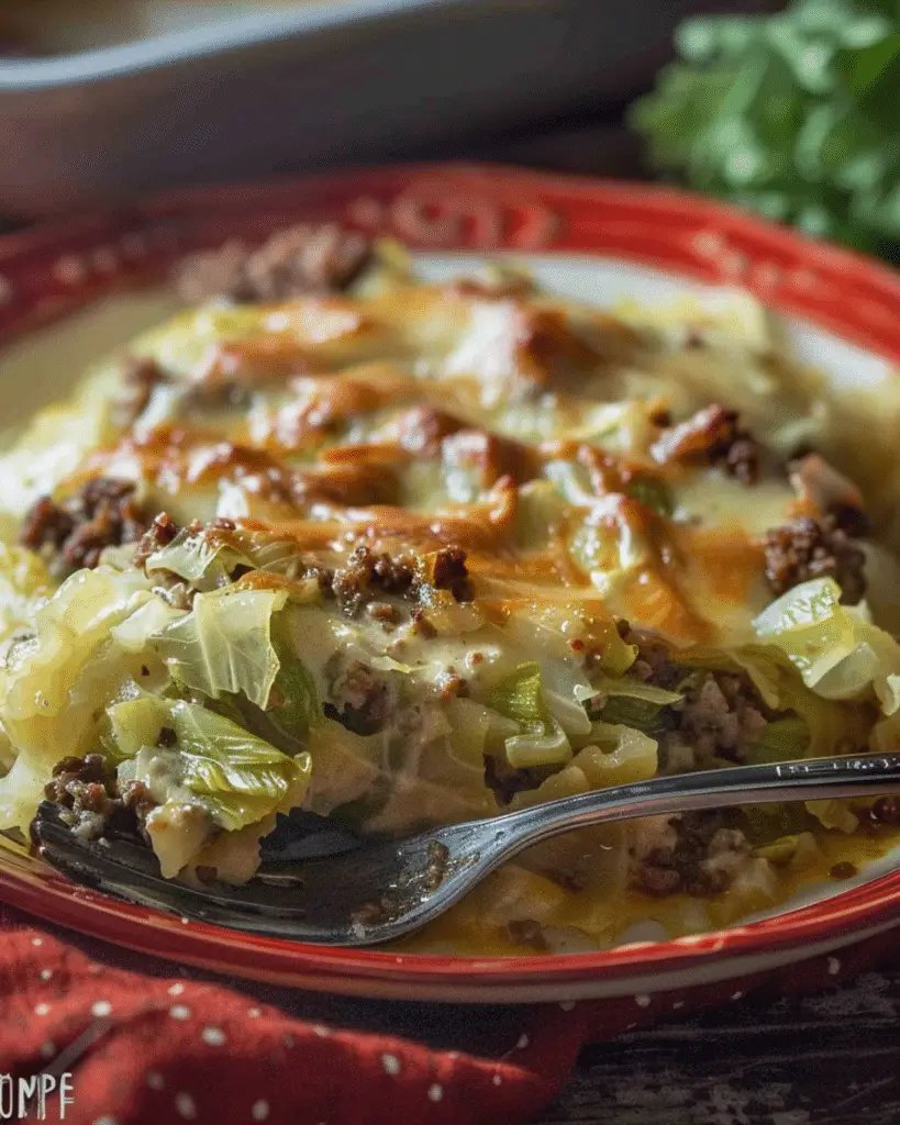 Creamed Cabbage and Ground Beef Casserole