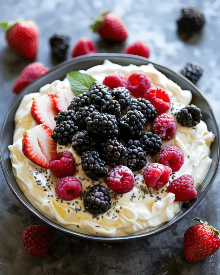 Creamy Greek Yogurt Cheesecake Dip with Fresh Berries and a Hint of Vanilla