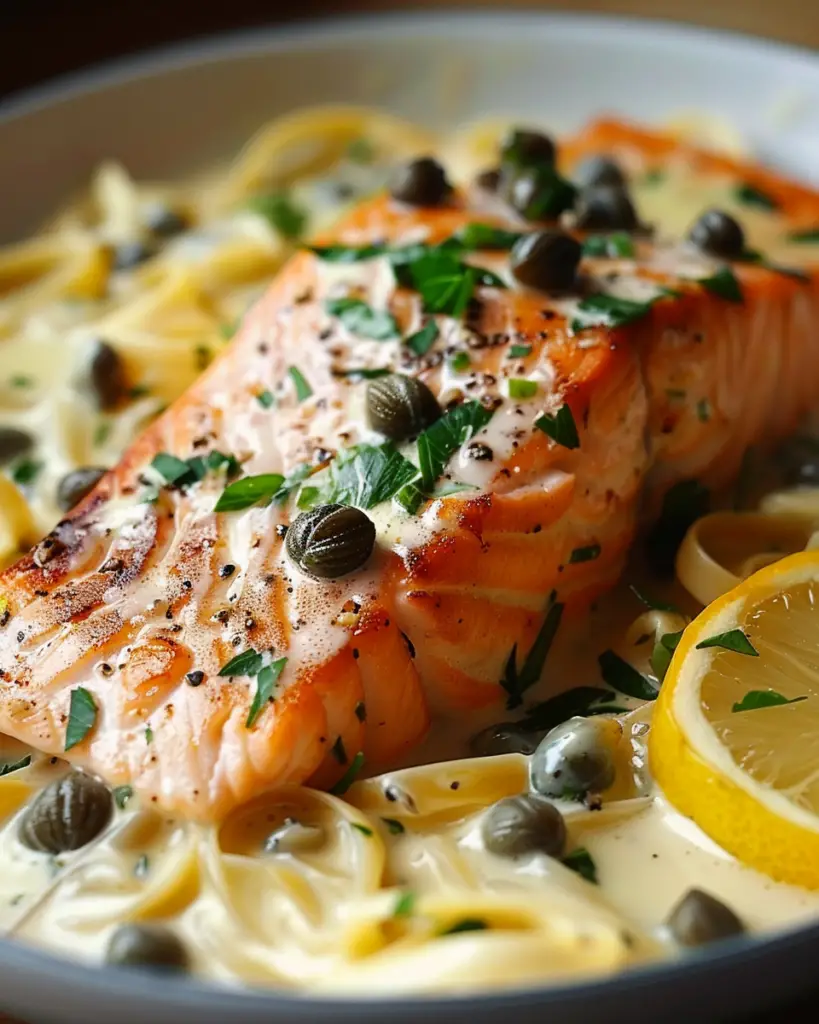 Creamy Salmon Piccata with Lemon & Capers
